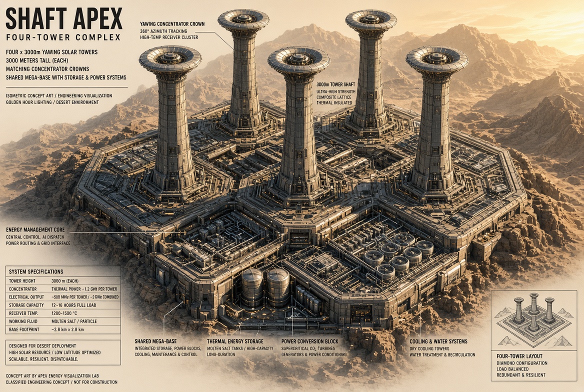 Isometric of the four-tower complex