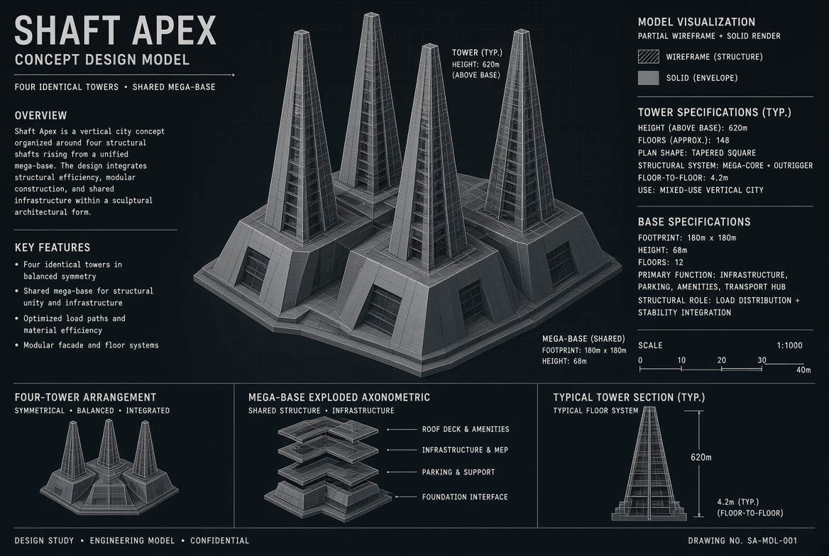 Partial wireframe and solid model