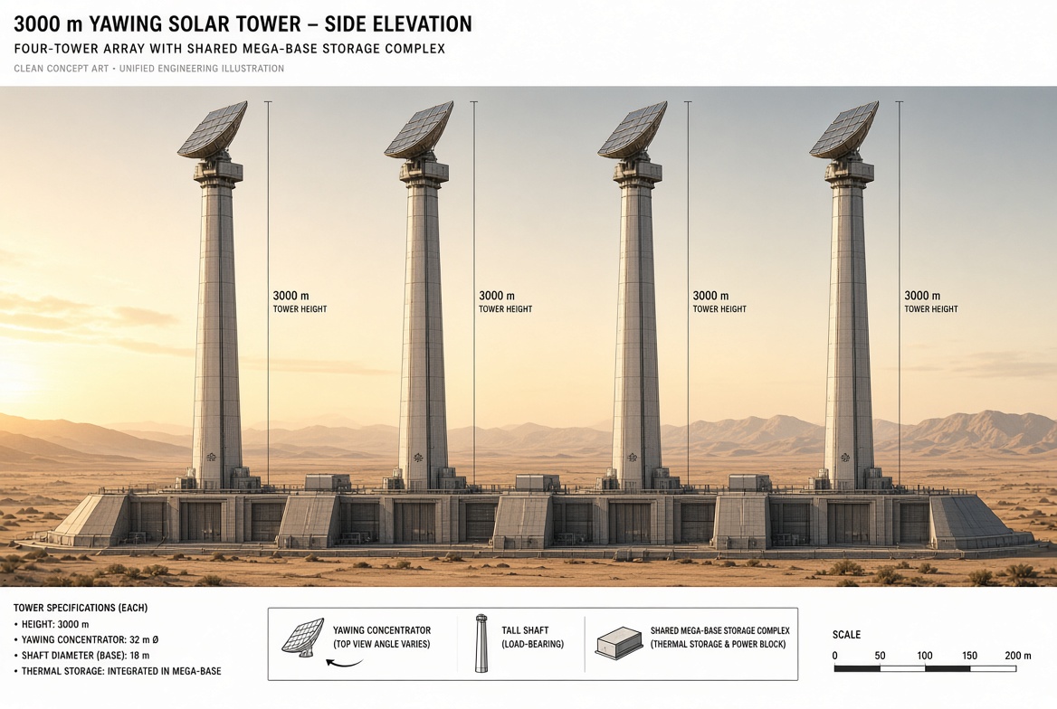 Side elevation of the four-tower array